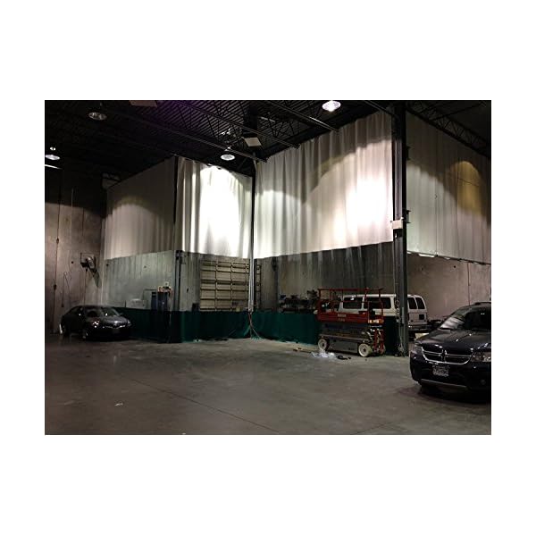Bodyshop Paint Booth Vinyl Curtain - 1 Color: Clear - Width 25 ft. X Height 12 ft. - 18 oz Fire Rated Curtain - Hardware Included (Threaded Rod Kit) …