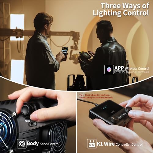 ZHIYUN MOLUS B100 Luz de Video LED COB de 100W [Oficial] 2700K-6500K CRI 96+ TLCI 96+ 20600 Lux/1M Control de Aplicación 13 Efectos de Escena Montura Bowens Iluminación Continua Silenciosa para Luz de