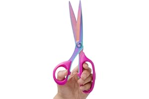SCAIKTIG Left Handed Sewing Scissors for Fabric Cutting, Professional Sharp Heavy Duty Titanium Coating Forged Stainless Steel Multi-Purpose Shears for Leather, Dressmaking, Tailoring, Quilting, Office, 9 inch
