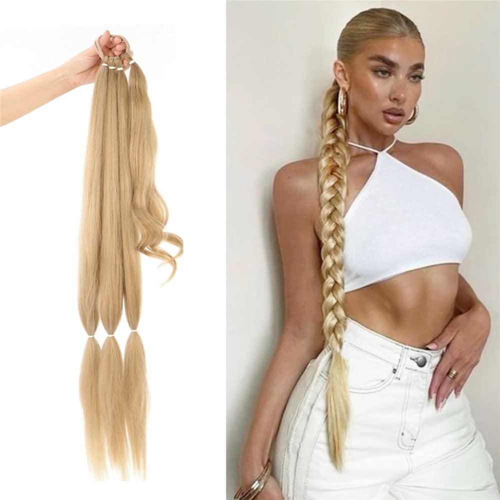 32" Long Braid Ponytail Hair extensions Wrap Around Pony Hair Pieces Drawstring Ponytail Clip In Braiding Pony Hairpiece for women girls (27/613, 32INCH/80cm) โ image 1