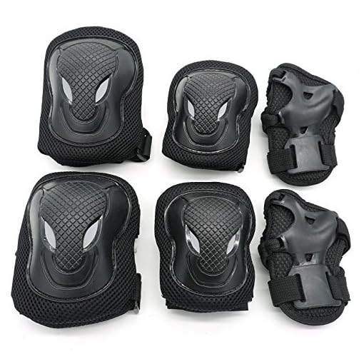 Cooplay L Size 80kg Elbow Wrist Knee Pads Protective Gear Guard Adjustable for Kids Boy Children Skateboard Bicycle Ice Skate Roller Skating Cycling Mini Riding Blading and Other Extreme Outdoor Sports Equipment for Unisex Adult Women men Set of 6pcs