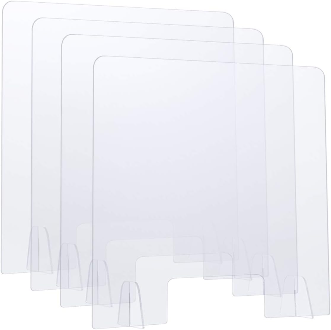 (4 Pack) Sumerflos Acrylic Sneeze Guard, 24" x 24" Clear Protective Plexiglass Shield Barrier with Transaction Window, for Counter, Cashier, Store, Office, Bank : Office Products