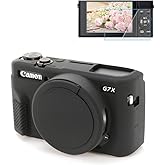 Case for Canon Powershot G7X Mark II Digital Camera, G7X2 Silicone Case, Anti-Scratch Slim Soft Skin, G7X Mark 2 Accessories with Detachable Lens Cover (Black)