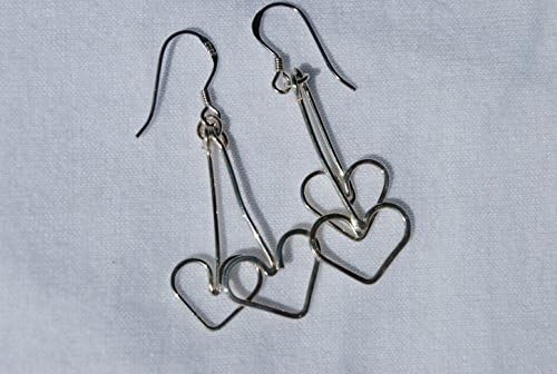 Artisian Solid Sterling Silver Hammered Heart Hook Dangle Drop Earrings VainGlory Jewelry Michele Thompson SRA #T105