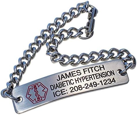 Personalized Medical Alert ID Bracelet - HEART PATIENT - Free Additional Engraving - Hypo-allergenic Stainless Steel - size: 11 inches