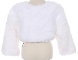 White Faux Fur Pearl Button Special Occasion Shrug