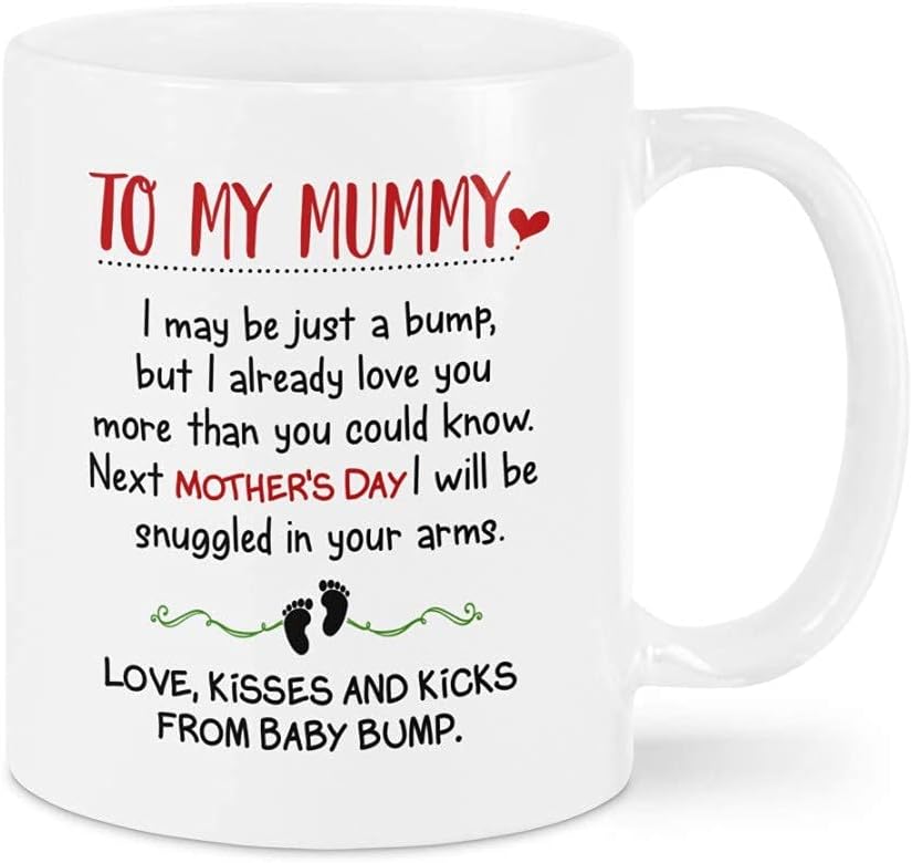 Taza personalizada con imagen de ecografía para mamá y bebé del primer día de la madre feliz - Para mi mamá, puedo ser solo un golpe, pero ya te amo más que una taza - Regalos para la nueva primera ma