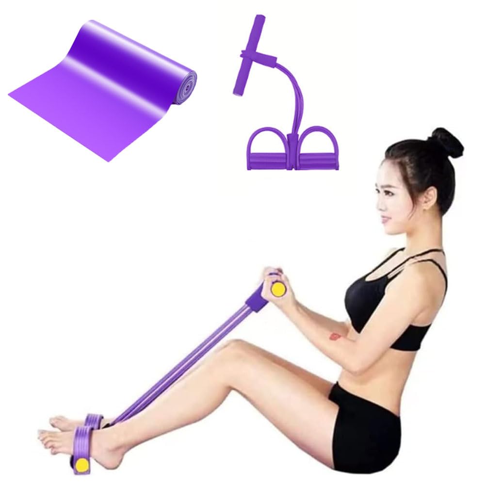 Pull Up Band +Multifunction Resistance Training 4 Tube Pedal Resistance Band Resistance Band Set Sit-up Pull Rope Fitness Pedal Exerciser Tension Rope Sport Trainer Equipment