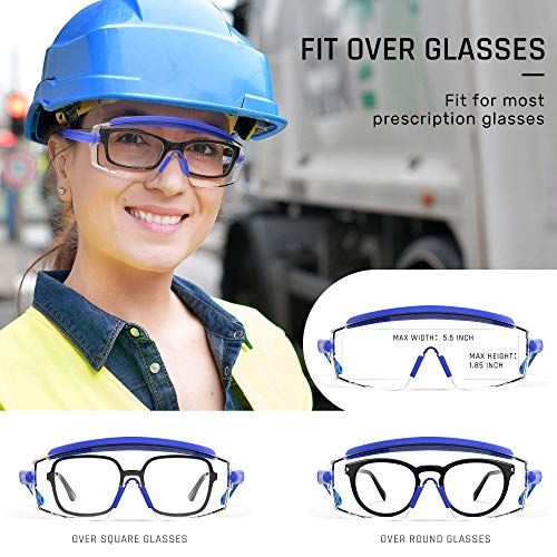 Anti Fog Safety Glasses,Safety Goggles Fit Over Glasses,Side Protection Safety Goggles with