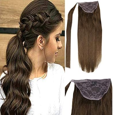 30cm Dark Brown Laavoo 30cm Straight Drawstring Ponytail Hair