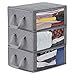 Magicfly Foldable Comforter Storage Bags, Clothes Storage Containers with Large Clear Window & Carry Handles,Organizer for Blankets Storage Bags, Linen Collapsible Storage Boxes for Closets, Set of 3