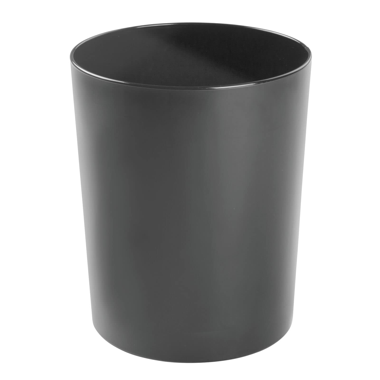 Photo 1 of mDesign Round Metal Small 1.7 Gallon Recycle Trash Can Wastebasket, Garbage Container Bin for Bathrooms, Kitchen, Bedroom, Home Office - Durable Stainless Steel - Mirri Collection - Black