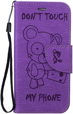 iPhone 6/6S Case (4.7"), Fauiueb Knife Bear Embossed PU Leather Flip Card Wallet Case Cover for iPhone 6/6S 4.7 inch (Purple)