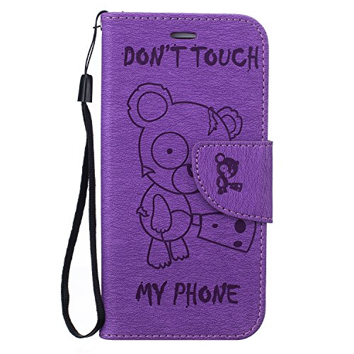 iPhone 6/6S Case (4.7"), Fauiueb Knife Bear Embossed PU Leather Flip Card Wallet Case Cover for iPhone 6/6S 4.7 inch (Purple)
