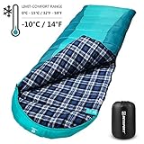 Bessport Sleeping Bag Winter | Flannel Lined | Compact and Lightweight 4 Season Sleeping Bag for Adults | 14℉/-10℃ Extreme | Perfect for Camping, Hiking, Backpacking