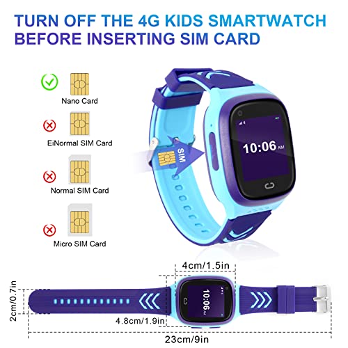 4G Kids Smart Watch GPS Tracker - Smartwatch with Two Way Call Video Calling 7 Puzzle Games Voice Chat SOS School Mode Pedometer Geo-Fence Wi-Fi Touch Screen Alarm Clock Smartwatches for Boys Girls