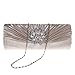 FASHIONROAD Evening Clutch, Womens 3D Floral Rhinestone Pleated Clutch Purses For Wedding & Party Apricot