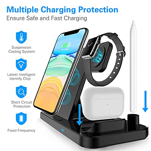 Wireless Charger Dock 4 in 1 Fast Charging Station, iKALULA Nightstand