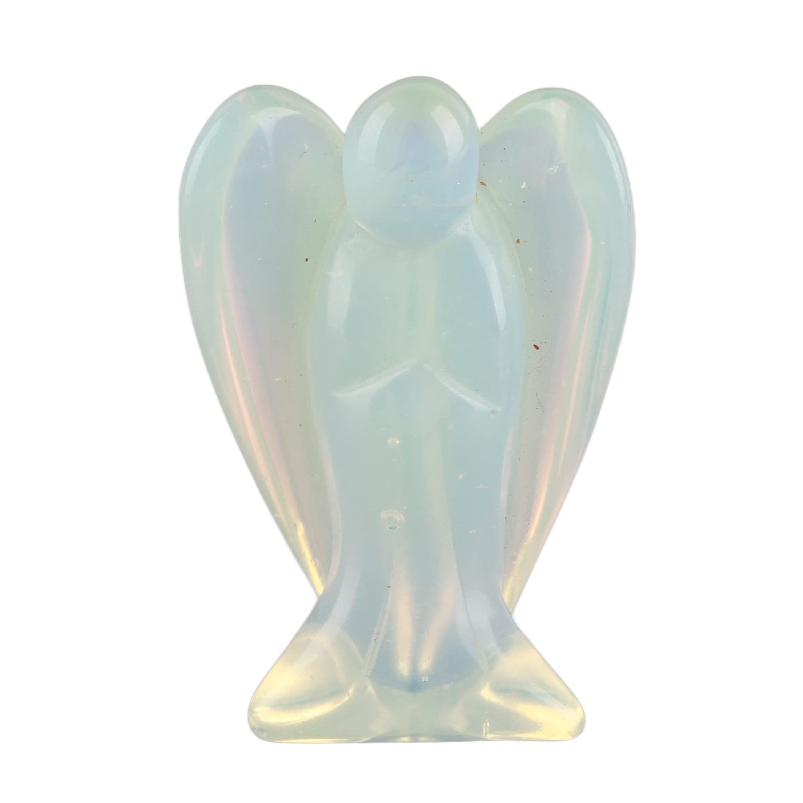 Crystal Energy Chakra Reiki Healing Guardian Angel Shape Mini Figurine Statue Ornament Healing Stone Angel Gift for Desk Home Decoration(Opal)