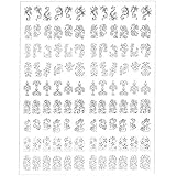 108Pcs 3D Silver Flower Nail Art Stickers Decals Stamping DIY Decoration Tools