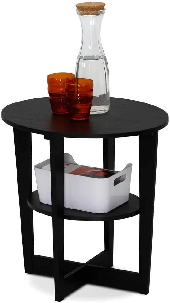 FURINNO End Table, Two, Walnut: Furniture & Decor