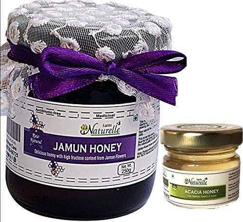 Farm Naturelle-100% Pure Raw Natural Honey | jamun Flower Forest Honey | 300 Gms with 55 Gms of another Flower Honey | Weight & blood sugar Manage