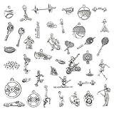 JIALEEY 40 PCS Sports Equipment Charms Mixed Cheerleader Girl Dance School Sports Spirit Gymnastics Pendants DIY for Jewelry Making and Crafting