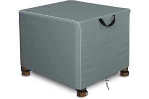 Velway Square Patio Ottoman Cover - Waterproof Outdoor Furniture Cover for Side & End Table, Windproof Anti-UV Outdoor Ottoman Covers with Reflective Strips - 25" L x 25" W x 17" H, Grey