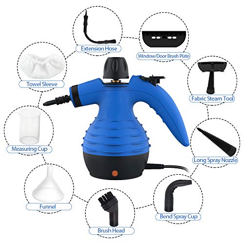 Comforday All in ONE Handheld Steam Cleaner, HIGH Pressure Chemical Free Steamer for Bathroom, Kitchen, Surfaces, Floor, Carpet, Grout and More, Best Germ Killer and SANITIZER with 9 Free Accessories