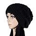 Merryshop Slouchy Long Beanie Knit Hat Cap for Winter Oversize (Black)