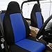 FH-FB102102 Classic Cloth Car Pair Set Seat Covers Blue/Black- Fit Most Car, Truck, SUV, or Van