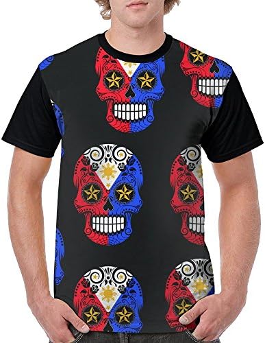 Filipino Flag Sugar Skull Stylish T-Shirts Tee Shirt For Men Tops Costume
