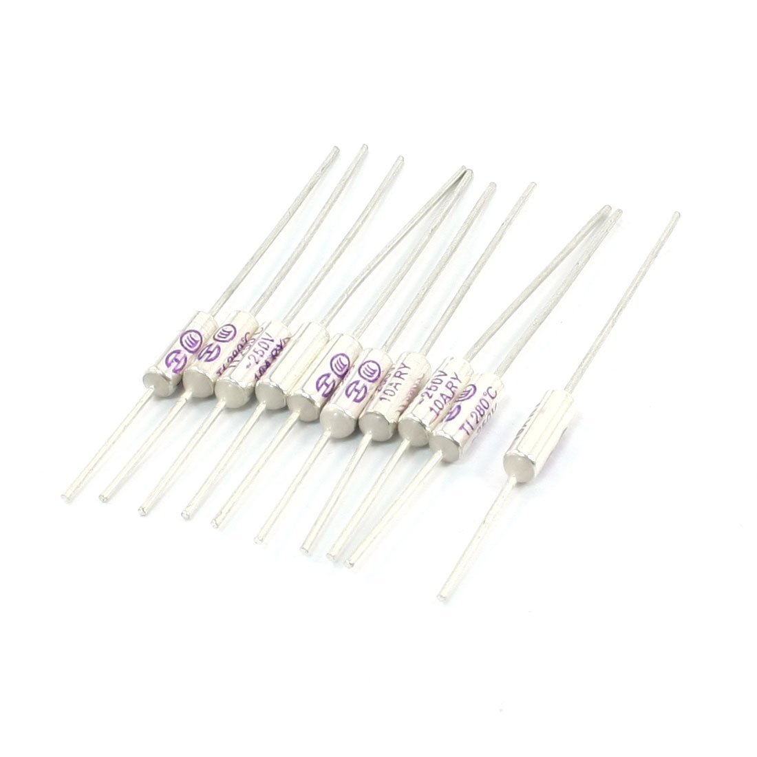 sourcing map 10Pcs 250V 10A 280C Celsius Circuit Cut Off Temperature Thermal Fuse