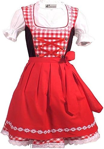 German Dress for Girls Authentic Bavarian Children Dirndl Oktoberfest Dress Carnival Halloween Size 2T,4T,6,8,10,12,14