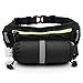 Slim Profile Waist Pack with Water Bottle Holder [ActivePak Hydro] Water Resistant, Storage for Smartphone & More with FREE attachable dog leash – For Travel, Runners, Hikers, Men & Women - Black