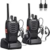 Nineaccy Walkie Talkies Rechargeable Walkie Talkie Long Range 2 way radio Set Walky Talky with Earpieces Handheld Transceiver with LED Light for Adults- (2 Pcs)