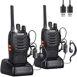 Nineaccy Walkie Talkies Rechargeable Walkie Talkie Long Range 2 way radio Set Walky Talky with Earpieces Handheld Transceiver with LED Light for Adults- (2 Pcs)