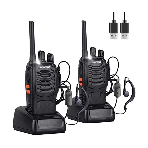 Nineaccy Walkie Talkies Rechargeable Walkie Talkie Long Range 2 way radio Set Walky Talky with Earpieces Handheld Transceiver with LED Light for Adults- (2 Pcs)