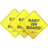 Baby on Board Sticker Sign (3 Packs), See Through When Reversing, Baby Car Sticker, Baby Car Decal, Baby Announcement Board, US Department of Transportation Recommend Color & Shape, Kid Safety, 5