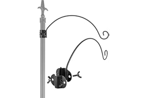 iBorn Bird Feeders Hangers for 1” Pole Stand Station Outdoor Hanging Hooks for Humming Bird Feeders for Outside Plant Hanger Hook Bracket Kit 12.2 Inch Long Metal Hooks for 1 Inch Pole, Pack of 2