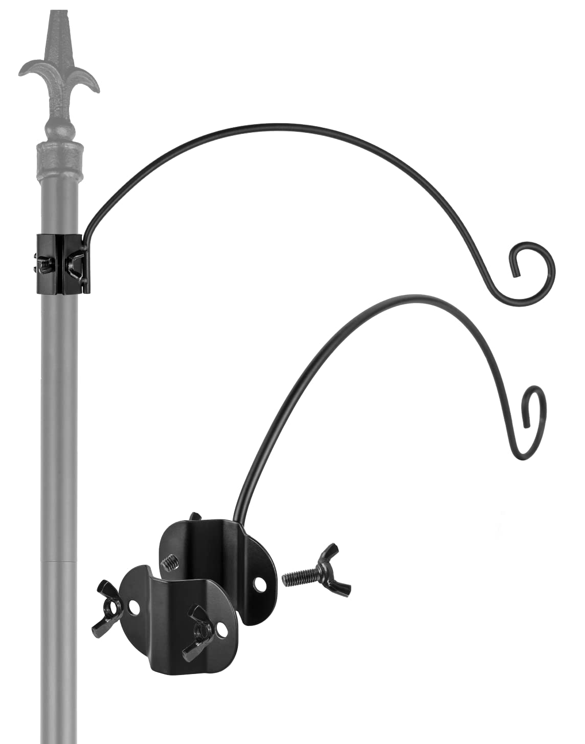 iBorn Bird Feeders Hangers for 1” Pole Stand Station Outdoor Hanging Hooks for Humming Bird Feeders for Outside Plant Hanger Hook Bracket Kit 12.2 Inch Long Metal Hooks for 1 Inch Pole, Pack of 2