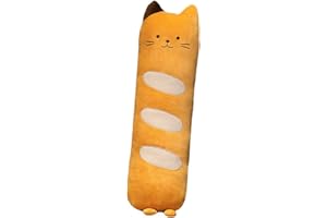 Ditucu Bread Pillow Long Cat Plush Doll Toy Soft Cartoon Kitten Stuffed Animal Funny Food Plushie Gift for Kids Girlfriend Orange 31.5 inch