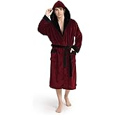 Yurhap Luxury Mens Robe with Hood, Ultra Cozy Fleece Bathrobe for Men, Plush Hooded Robe with Belt & 2 Pockets