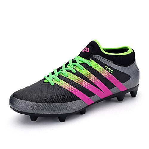 Leader Show Women's Performance Soccer Shoe Outdoor Athletic Football Cleats (8.5, Black)