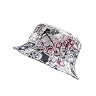 NYFASHION101 Fashionable Unisex Satin Lined Printed Pattern Cotton Bucket Hat, Black Floral 2106