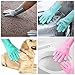 LHome Magic Silicone Dishwashing Scrubber, 2 in 1 Reusable Rubber Gloves, Heat Resistant Kitchen Tool for Household, Dish Wash (Short)