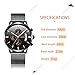 Watch Men Casual Stylish Stainless Steel Watch with Milanese Mesh Band, Waterproof Black Multifunctional Watch for Men