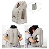 Airplane Pillow, Travel Pillow, Inflatable Flight Pillow, RayCue Ergonomic Head Neck Rest Pillow for Airplane, Cars, Office Napping, Trains, Buses, Office Sleep, Outdoor Camping