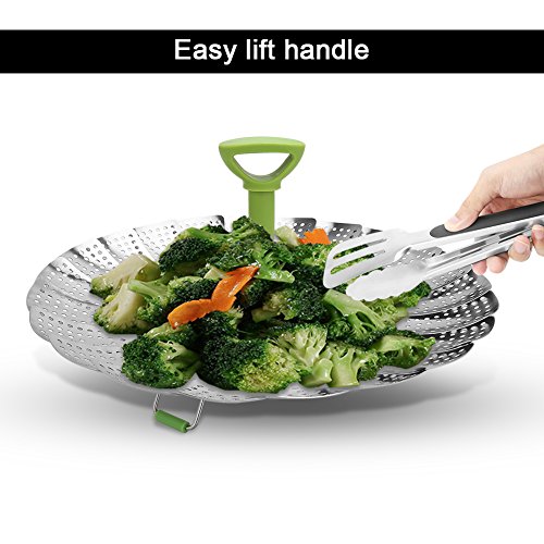 Steamer Basket, Joinkitch Stainless steel Food Steamer Basket Vegetable steamer Adjustable ( 7’’ to 11’’) With Handle Fits Instant Pot Pressure Cooker For eggs, Vegetables, Seafood and baby’s food - Thumbnail 6