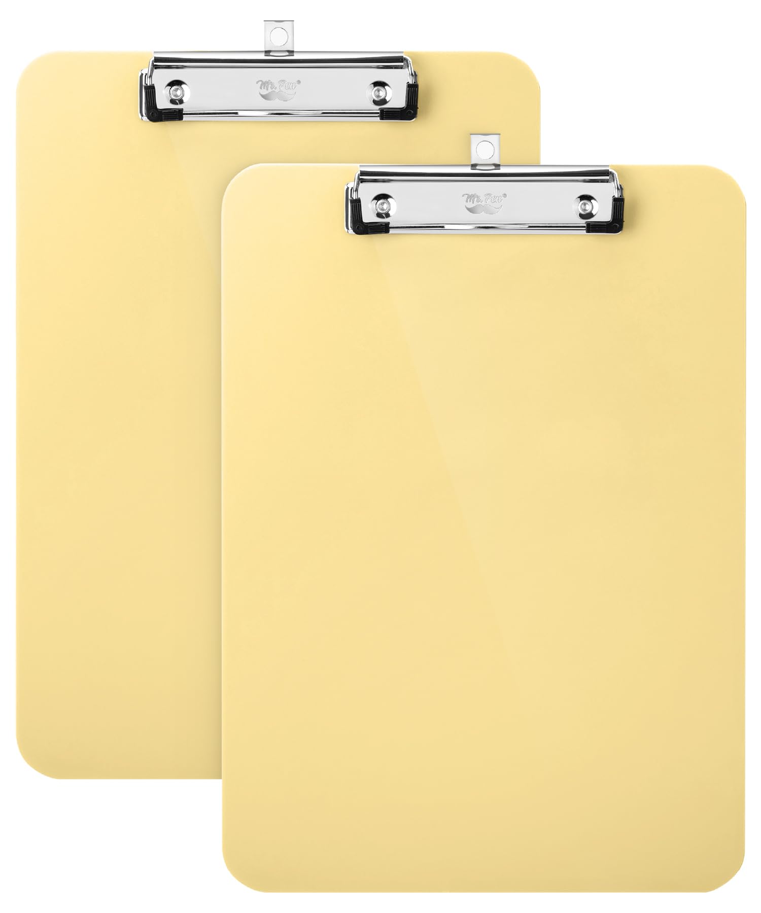 Photo 1 of Mr. Pen- Plastic Clipboard, 12.5" x 9", 2 Pack, Buttercream Clipboard Plastic, Low-Profile Metal Clip with Retractable Hanging Hole